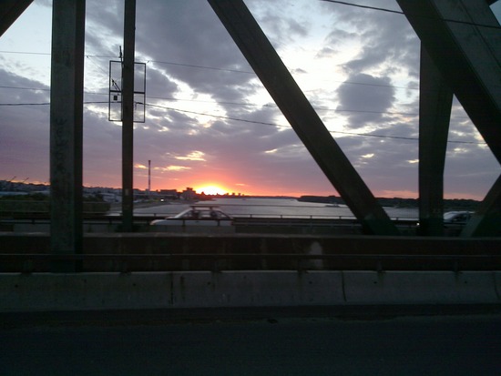 Sunset from bridge over Danube