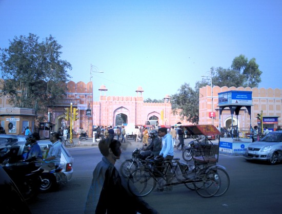 One of the gates to the Pink City in Jaipur