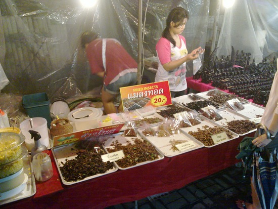 Insect fast food at Chiang Mai's Sunday night mark
