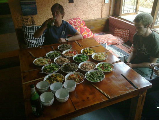 A meal with the hostel staff